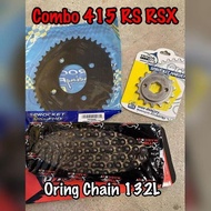 Combo Sprocket 415 Black FHD RS150 RSX Sprocket 415 Combo Rantai ORing 415-132L Hitam Sprocket