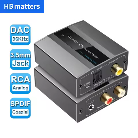 Analog to Digital Audio Converter PCM L/R 3.5mm Aux Jack Stereo Audio to Optical Toslink SPDIF Coaxi