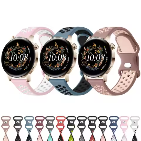 20 22mm Silicone Strap For Huawei Watch GT3 42mm 46mm/GT Runner/GT 2 Pro/GT 3 Pro Double Color Watch