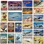 Classic Airplane Fighter Metal Signs Aircraft Plane Wall Sticker Vintage Art Painting Poster Bar Roo