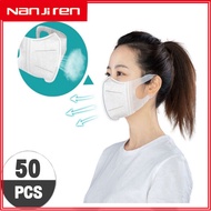 【มีสินค้า】Nanjiren 50pcs 50 เม็ด ชั้น 4 KF94 หน้ากากอนามัยเวอร์ชั่นเกาหลี ต้นฉบับ ระบายอากาศ PM2.5 ทำซ้ำได้ หน้ากากป้องกันสีขาว หน้ากากดำ ป้องกันการหล่น