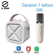 E ONE mini speaker karaoke bluetooth 2mic ori full bass portable wireless Efek pencahayaan yang kere