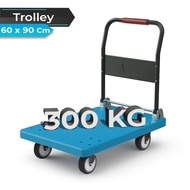 300kg Capacity Folding Push Trolley Hand Truck Trolley Multipurpose Portable Goods 60X90CM-6872