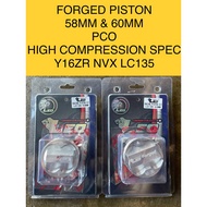Y16ZR FORGED PISTON RACING SET SEMI DOME HIGH COMPRESSION PCO 58MM 60MM LEO THAILAND FOR Y16ZR NVX15