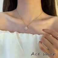 Ace shop B04 Korea Dongdaemun Hot Titanium Steel Cool Style Simple Diamond-Studded Opal Clavicle Cha