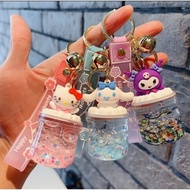 Acrylic Glitter Bottle Into 0il Buckle School bag Keychain Pendant