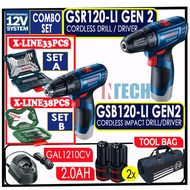 GSR120-LI IMPACT DRILL CORDLESS DRILL+GSB120-LI(GEN2) IMPACT DRILL+X-LINE 33PCS/XLINE38