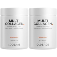 Codeage Multi Collagen Capsules – 5 Collagen Types I, II, III, V & X – Hydrolyzed Grass-Fed Bovine P