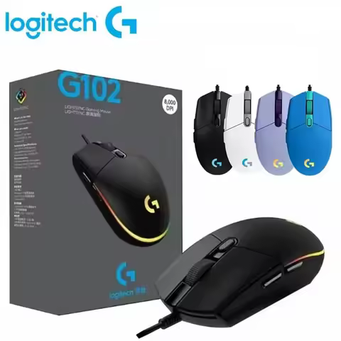 Logitech G102 Mouse USB Wired Gaming Mouse 8000 DPI Rainbow Optical Effect Screen For PC/Mac Compute