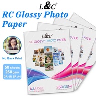 L&C Photo Paper 260gsm RC Photo Paper Glossy A4 5R 4R 3R Size Resin Coated 20 Sheets 50Sheets Pack
