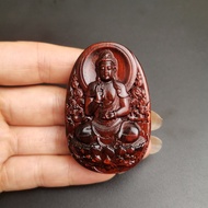 12 Benming Buddhist Carvings] Amulet Buddhist Amulet Eight Zodiac Amulets Oval Small Leaf Red Sandal