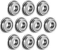 TOP-VIGOR 10Pcs F695ZZ Flanged Ball Bearing, 5x13x4mm Double Metal Shielded (GCr15) Chrome Steel Fla
