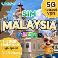 Malaysia SIM Data Card | High-Speed ​​Data Plan | 4G/5G | Rechargeable SIM Card | Built-in VPN