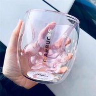 帶LOGO 2019 超火櫻花星巴克貓爪杯 雙層玻璃杯 咖啡杯 陶瓷杯 馬克杯