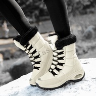 Boots Ladies High-Quality Waterproof Winter Warm Middle Calf Snow Boots Ladies Laced-Up Comfortable 