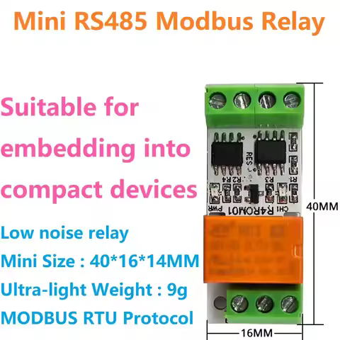 3A Mini Size & Low Noise 5V 12V 24V RS485 Relay Board Modbus Rtu Remote IO 110V 120V 220V Small Elec