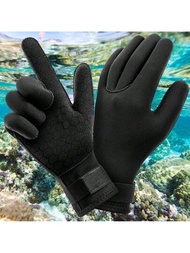 1對3mm氯丁潛水及衝浪手套,具有保暖、防滑、靈活等特點,適用於釣魚、游泳、漂流、皮艇、划槳、滑水、潛水等