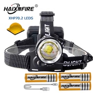 HaixnFire HP39 headlamp XHP70 LED flashlight zoom headlight 7500 lumen USB charging flashlight