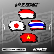 Flexible Vinyl Tear Flag Sticker Anti-Scratch 7x 4cm Vietnam Thailand Japan Flag Cool Japan/ Japan W