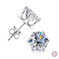 1 cặp bông tai đính đá Cubic Zirconia, bông tai bạc Sterling 925 tròn CZ 3mm đến 9mm, bộ quà tặng tr