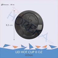 Lid Hot Paper Cup/Tutup Gelas Kertas Hitam Per Pcs - 8 oz (MOQ. Kelipatan Dari 50 Pcs)