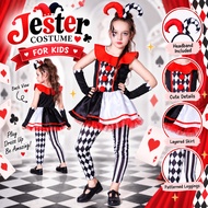 Harley Quinn Costume Jester Harlequin Clown Kids Costume for Girls Halloween Carnival Cosplay