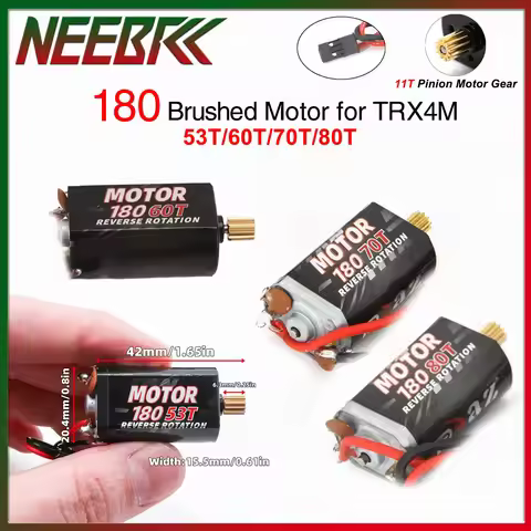 NEEBRC 180 Brushed Motor 53T 60T 70T 80T w 11T Pinion Metal Motor Gear for TRX4M TRX4-M 1/18 RC Car 