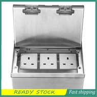etto-MY 4000W Floor Socket Box Stainless Steel 3 X Prong Flip Type Concealed Outlet for Offices Hote