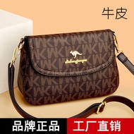 Genuine Genuine Leather Mobile Phone Bag Women 2024 New Style Retro Trendy Messenger Bag Printed Wom