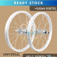 16 Alloy Silver Front and Rear Bicycle Wheelset Ready to Use with 16" Folding MINI BMX Set