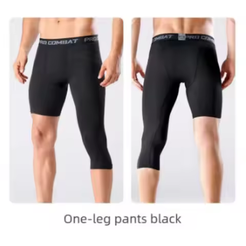 Male One Leg Compression Tights Pants Compression Polyester Sports Training Basketball Tights Pants 