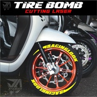 Tire Sticker Vario MioBEAT Tire Font/ Tire Bomb/ 3D Racing Look Tire Sticker JP-16