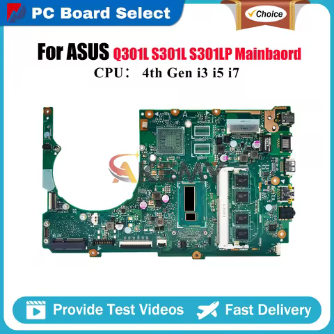 S301LA Laptop Motherboard For ASUS VivoBook S301L S301LA Q301L S301LP Notebook Mainboard W/ i3 i5 i7