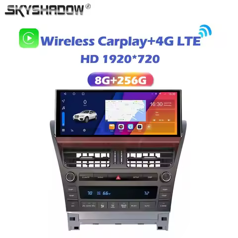 Carplay Auto Android 14.0 8G+256G Car Player QLED GPS WIFI Bluetooth RDS Radio For Lexus LS460 LS600