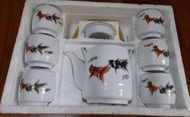 早期台灣國際金魚茶壺茶杯茶具組-一壺6杯