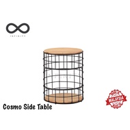 Infinity Cosmo Side Table / Tea Table / Metal Leg / Top Solid Wood (Natural / Walnut)