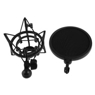 HAPPY TIME-Professional Microphone Shock Mount Holder Adjustable Studio Mic Bracket with Shield Filt