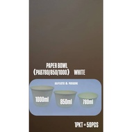 [50 pcs] Paper Bowl PAB 780/850/1000ml White Paper Bowl/Food Paper Cup