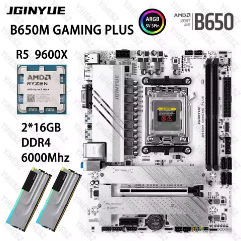 B650 Motherboard Kit With Ryzen 5 9600X CPU Processors 2*16GB=32GB 6000Mhz DDR5 Dual Channel Memory 