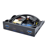 Internal 3.5"  Floppy Bay/5.25" Optical Bay Front Panel, Type-E to Dual USB-C & Dual USB-A 10Gbps Ad