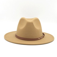 Fedora Hat with Belt Buckle for Men Women Felt Hat