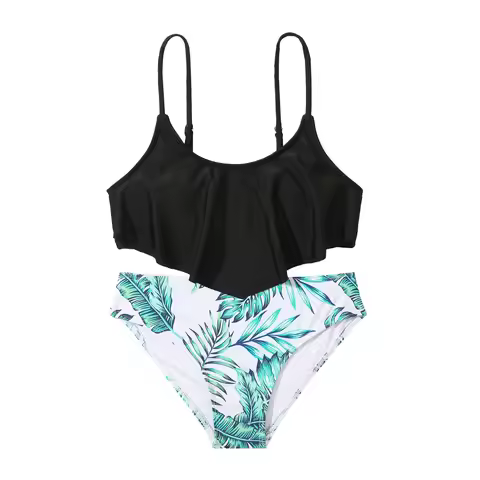 Girl's Swimsuit Two Piece Kids Bikini For 7 To 14 Years Swimming Pool Holiday Beach Wears Swimming S