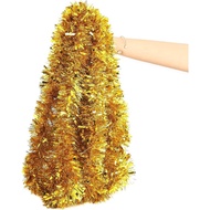 FINGOOO Gold Garland Christmas Decorations,33Ft/10M Thick Fluffy Christmas Tree Tinsel Garland Birth
