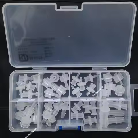 Assortment Luer Tapered Fitting (polyprop) Luer Lock Syringe fitting Connectors 40pcs in a plastic b