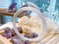 天然翡翠A貨緬甸玉冰綠白底飄花 圓骨鐲  美人 玉鐲 手鐲