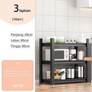 NETEL Rak Susun Serbaguna Stainless Steel Rak Dapur Multi-Lapisan Rak Troli Microwave Oven