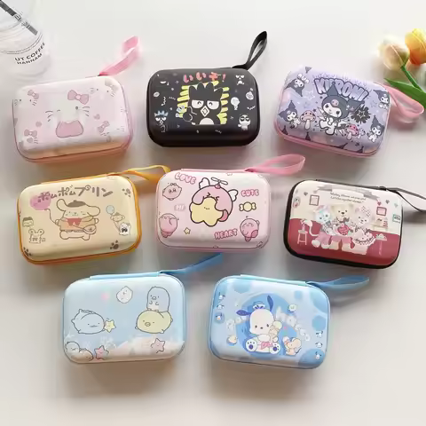 9.5x13.5cm Sanrio Hello Kitty Earphone Bag For Airpods USB Cable Zipper Case Storage Box EVA Hard He