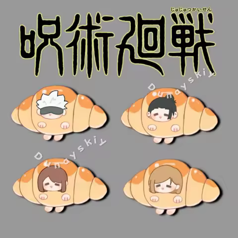 JJK Fanmade Pin Badge Gojo Satoru Geto Suguru ‌Nobara Kugisaki‌ Ieiri Shōko Croissant Character Chib