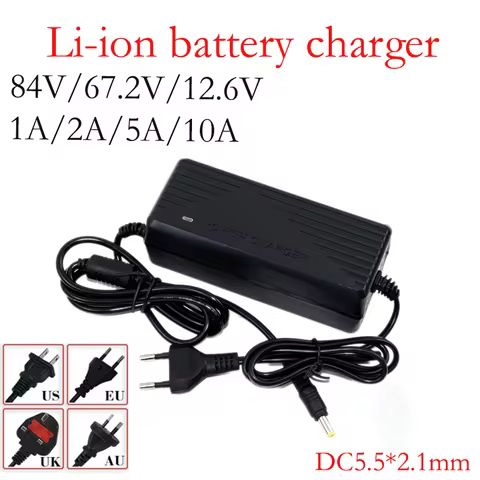 12V 60V 72V 3A 5A 10A Charger 3S 16S 20S Li-ion Battery Pack 12.6V 67.2V 84V 1A 2A 5A Intelligent Fa