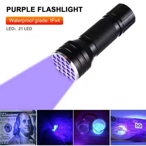 9/21LED UV Light 395nm Waterproof UV Flashlight Ultraviolet Mini UV Lamp Portable Torch Detector for